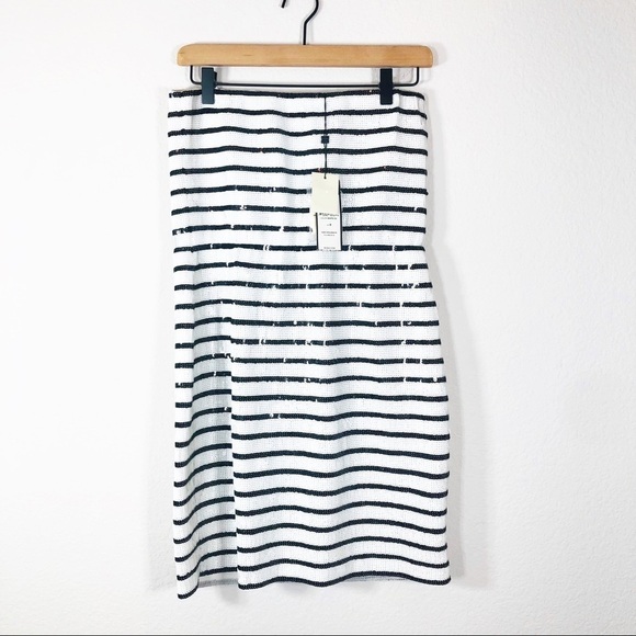 🔥 BCBGMaxazria black/white sequin Marcille strapless mini dress - Picture 3 of 6